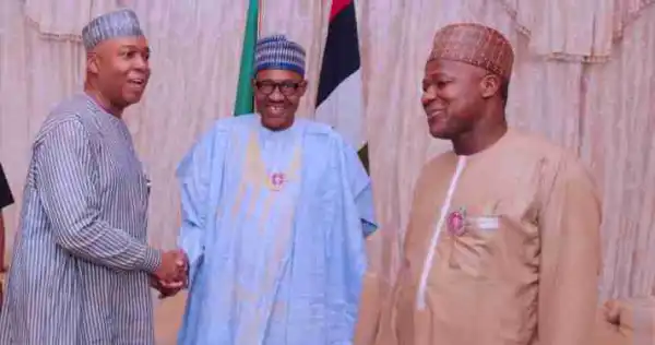 President Buhari In Closed Door Meeting With Saraki, Dogara